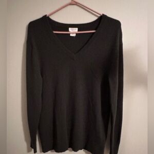 100% Cashmere Club Monaco Charcoal V-Neck Sweater